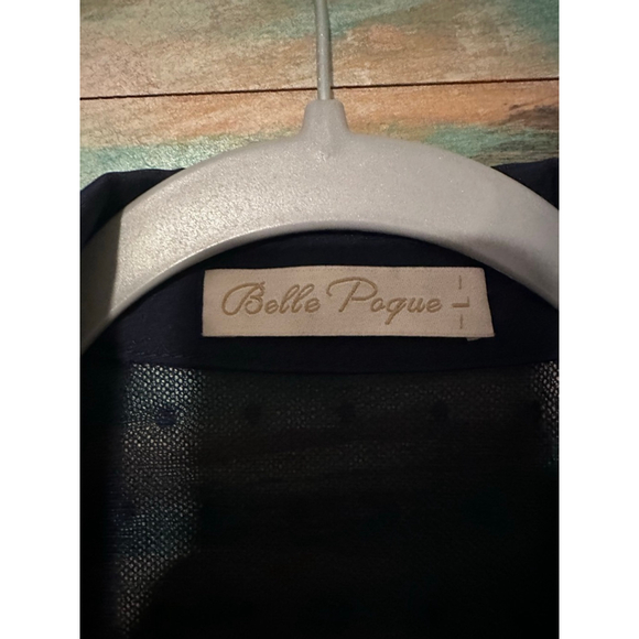 Women's Belle Pogue Navy Blue Dress with Red Heart Buttons Size L - Picture 2 of 7